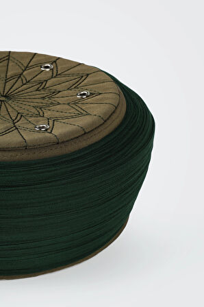 Talebe Sarığı - Yeşil Kumaş - Yeşil Takke - Düz Sarım - Kuş Gözü - 7 metre