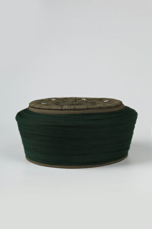 Talebe Sarığı - Yeşil Kumaş - Yeşil Takke - Düz Sarım - Kuş Gözü - 7 metre