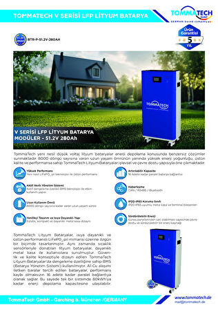 Tommatech 51.2V 280Ah 15 KW Lityum Akü