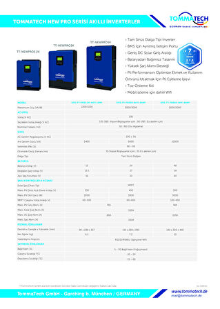 TommaTech New Pro 5K 48V 1Faz Akıllı İnverter
