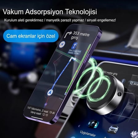 Cam Ayna Ekrana Yapışan Vantuzlu Magsafe Manyetik Şarjlı Telefon Tutucu Siyah