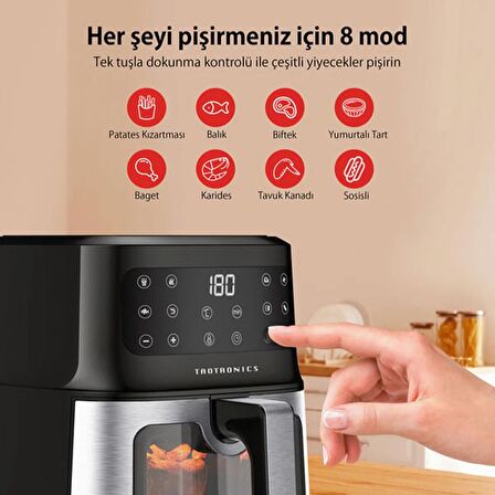 TaoTronics TT-AF011 5 Litre 8 İşlevli Camlı AIRFRYER