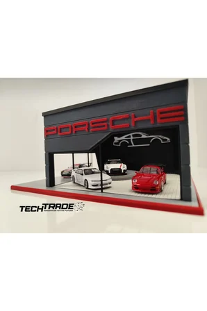 Porsche Diecast Showroom Garaj Diorama 1:64 Ölçek