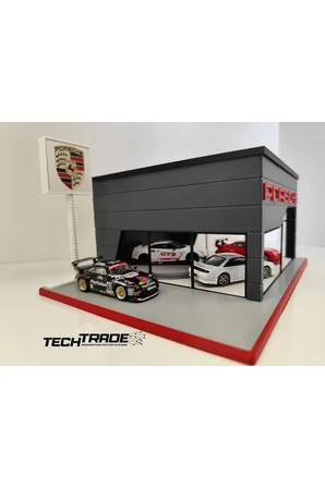 Porsche Diecast Showroom Garaj Diorama 1:64 Ölçek