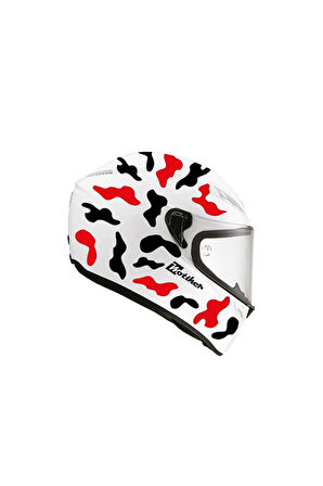 Siyah Kırmızı Kamuflaj Kask Sticker Modeli