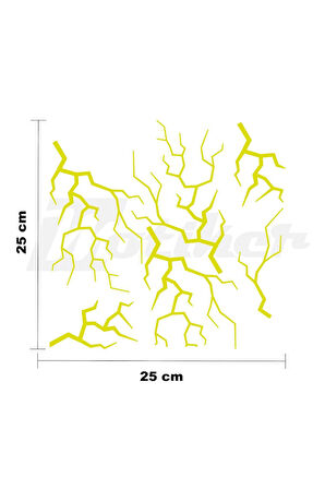 Şimşek Sticker 25x25cm Folyo Kesim Evrensel Desen Kaplama Neon Sarı (Yeşil)