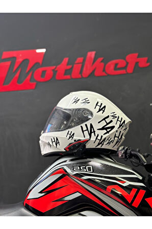 Joker Sticker Hahaha Kask Modeli Siyah