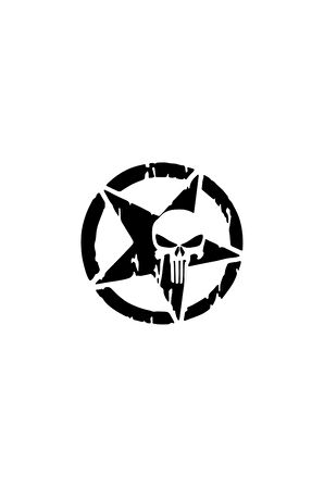 Eskitilmiş Yıldız Kurukafa Punisher Desenli Mini Sticker Etiket Modeli