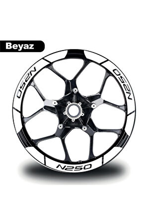 Beyaz Bajaj N250 Geniş Jant Sticker Etiket Modeli