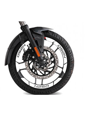 Beyaz Bajaj N250 Geniş Jant Sticker Etiket Modeli