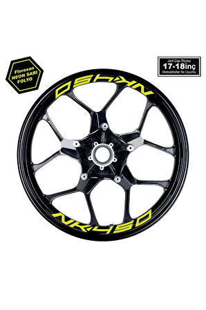 Neon Yeşil (Sarı) CFMOTO 450NK Yazılı 8 Li Jant İçi Yazı Sticker