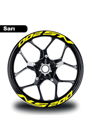 Bajaj Pulsar Ns 200 Yazılı 8 Li Jant Içi Yazı Sticker Sarı