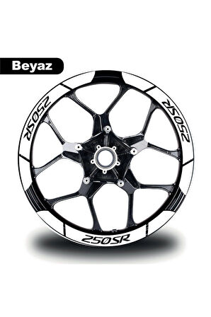 Beyaz CF MOTO 250 SR Geniş Jant Sticker Etiket Modeli