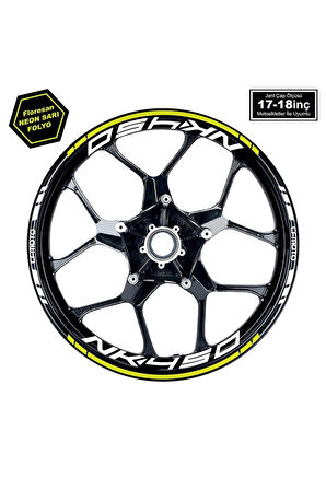 Neon Yeşil (Sarı) CFMOTO 450NK Motosiklet Jant Sticker Etiket Modeli İç & Dış Takım