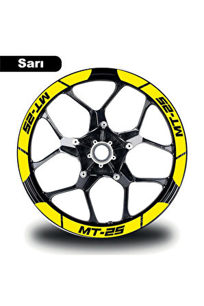 Sarı Yamaha MT-25 Geniş Jant Sticker Etiket Modeli