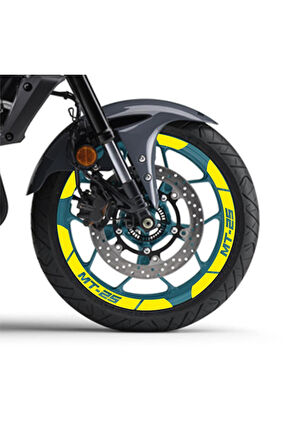 Sarı Yamaha MT-25 Geniş Jant Sticker Etiket Modeli