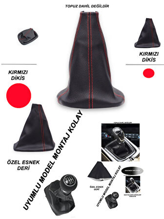 AUDI Q5 uyumlu araç,oto vites körüğü kırmızı dikiş