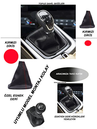 CITROEN BERLINGO 98/08 Uyumlu Araba,Oto,Araç vites körüğü kırmızı dikiş