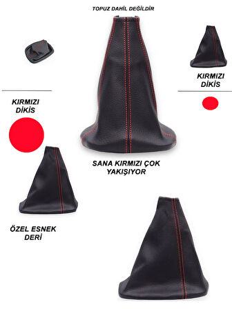 CITROEN BERLINGO 98/08 Uyumlu Araba,Oto,Araç vites körüğü kırmızı dikiş