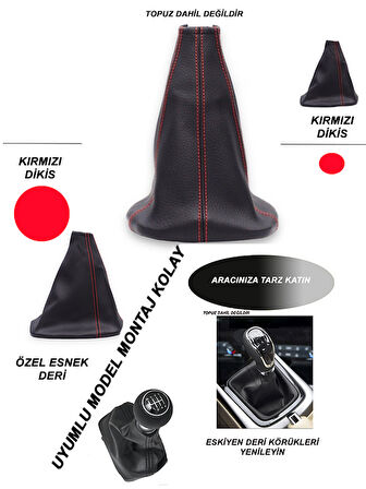 HONDA CIVIC  Uyumlu Araç,Araba,Oto vites körüğü kırmızı dikiş
