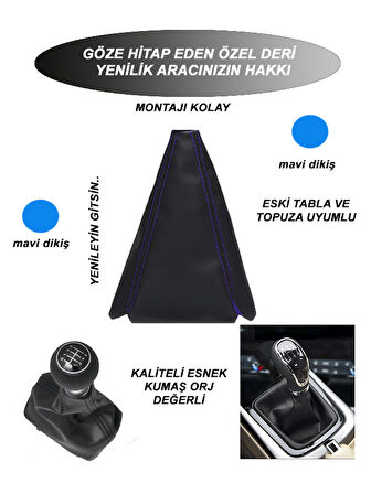 FIAT GRANDE PUNTO uyumlu oto,araç  vites körüğü mavi dikiş