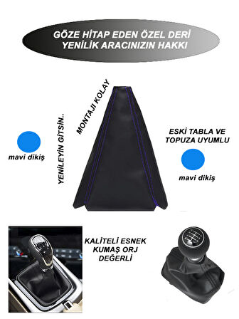 MAZDA 3 uyumlu oto,araç  vites körüğü mavi dikiş