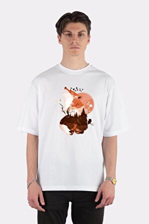 Unisex Beyaz Oversize T-shirt A Red-eyed Fox