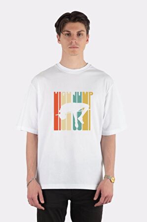 Unisex Beyaz Oversize T-shirt High Jump