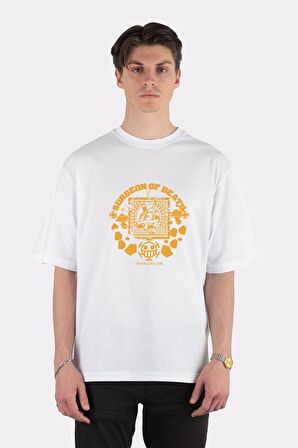 Unisex Beyaz Oversize T-shirt One Piece Trafalgar D Water Law