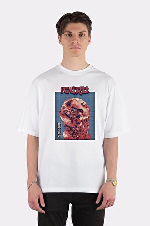 Unisex Beyaz Oversize T-shirt Serpent Hashira Obanai Iguro