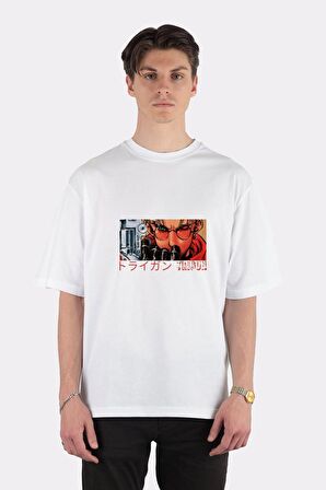 Unisex Beyaz Oversize T-shirt Trigun 09