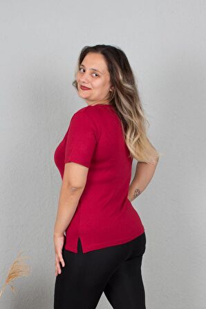 Truva Xxl Büyük Beden Yakası Beyaz Biyeli Bluz Renkli B115