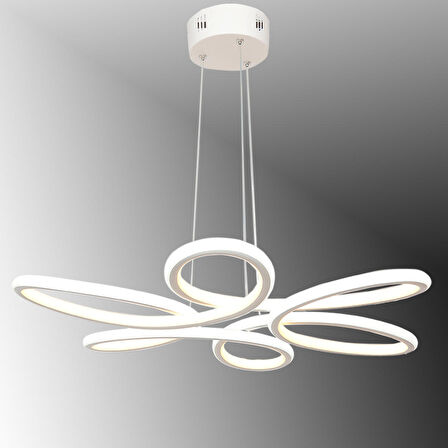 TT308-BY TT Aydınlatma Papatya Modeli Mat Beyaz 2 Renk Modüllü Led Avize
