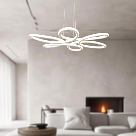 TT308-BY TT Aydınlatma Papatya Modeli Mat Beyaz 2 Renk Modüllü Led Avize