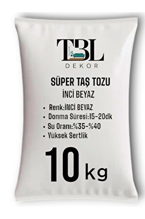 İNCİ Beyaz Taş Tozu -  Taş Tozu - Hobi Harcı - Mumluk - Saksı-Obje Döküm Harcı 10KG 