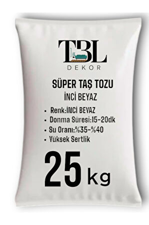 İNCİ Beyaz Taş Tozu -  Taş Tozu - Hobi Harcı - Mumluk - Saksı-Obje Döküm Harcı 25 KG
