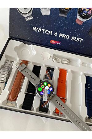 Watch 4 pro Suit 7 Kordonlu Yuvarlak Kasa Erkek Sesli Görüşme Bildirim Alma Nfc Akıllı Saat