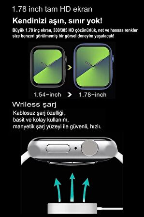 Watch 9 Pro Uyumlu Akıllı Saat Iphone ve Android Tüm Telefonlara Uyumlu Smartwatch