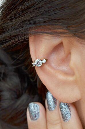 Sıkıştırmalı Kıkırdak Küpesi Tektaş Earcuff