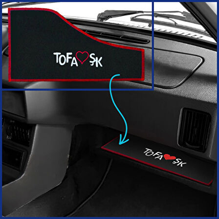 Tofaş Şahin Doğan Kartal Torpido Alt Sehpa Koruma Halısı | Nakışlı Torpido Alt Kaplama Halısı Örtüsü
