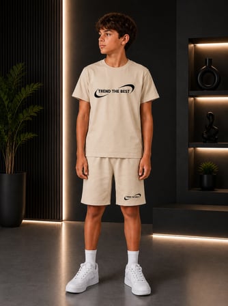 Yazlık Trend The Best Marka Baskılı Erkek Çocuk Şort, T-Shirt Takım