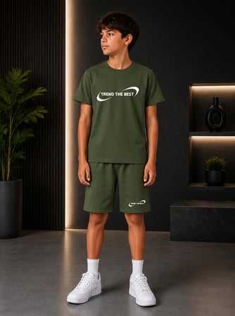Yazlık Trend The Best Marka Baskılı Erkek Çocuk Şort, T-Shirt Takım