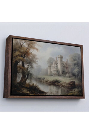 Ahşap Çerçeveli Ortaçağ İngiltere Şato Tablosu