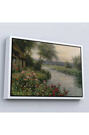 Ahşap Çerçeveli Louis Aston Knight, A River İn Normandy İsimli Tablosu