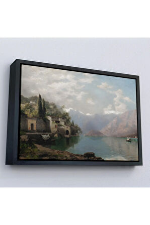 Ahşap Çerçeveli Robert Schultze' Komo Gölü Tablosu - Bellagio By Lake Como-7018