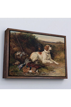 Ahşap Çerçeveli Av Köpekleri Tablosu-7019