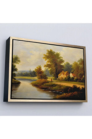 Ahşap Çerçeveli Rusya Köy Evi Manzarası Tablo-7020