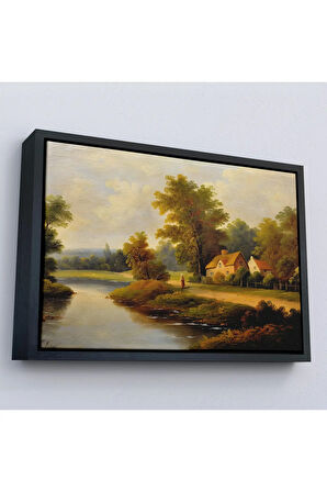 Ahşap Çerçeveli Rusya Köy Evi Manzarası Tablo-7020