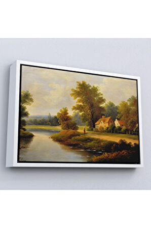 Ahşap Çerçeveli Rusya Köy Evi Manzarası Tablo-7020