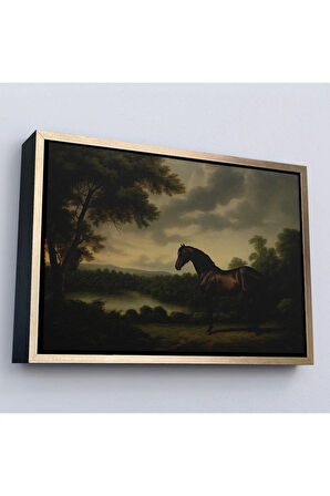 Ahşap Çerçeveli Kahverengi İngiliz Atı Tablosu-7022